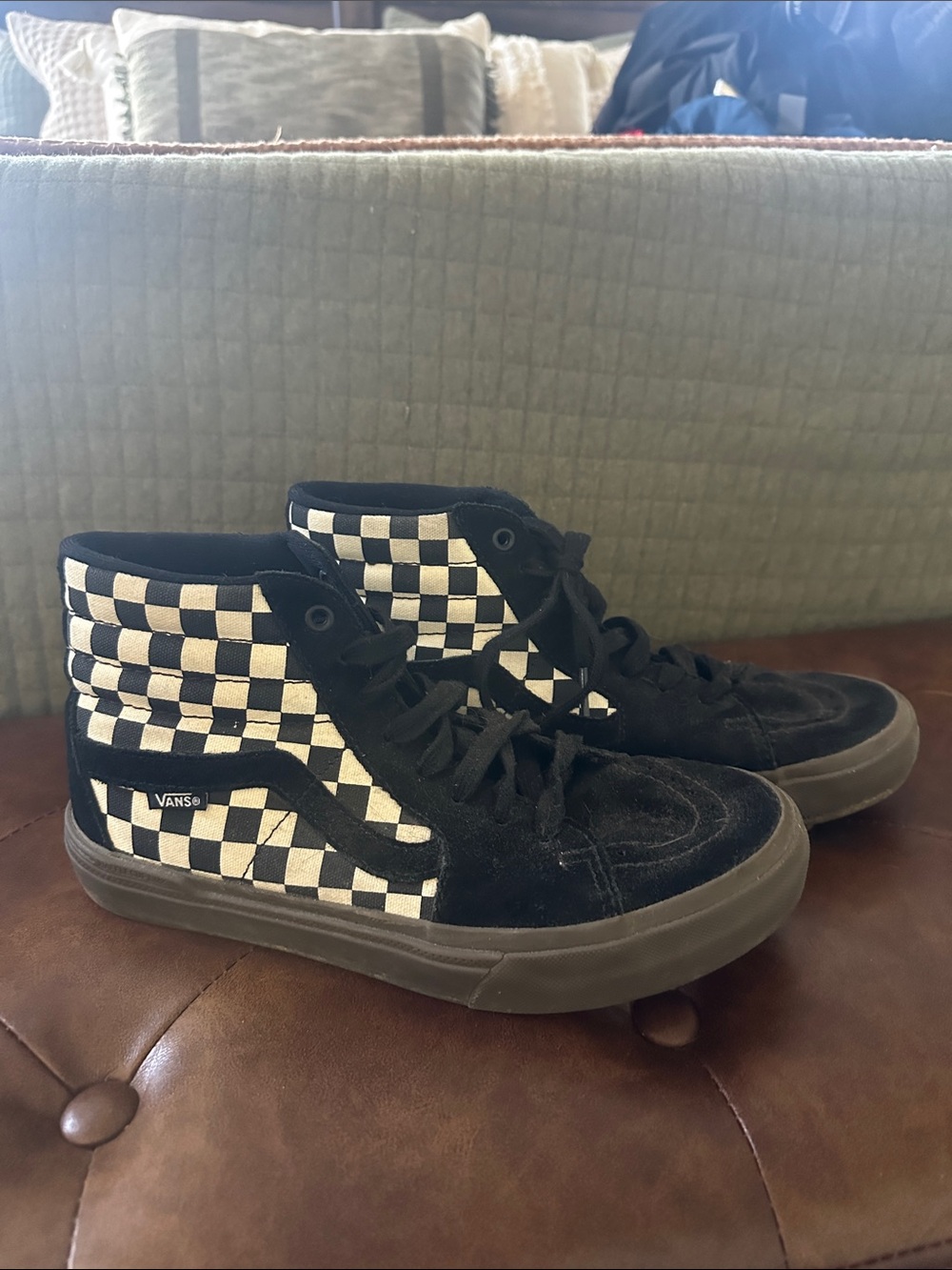 Vans Kids Checkerboard Sk8-Hi Sneakers in Black & White